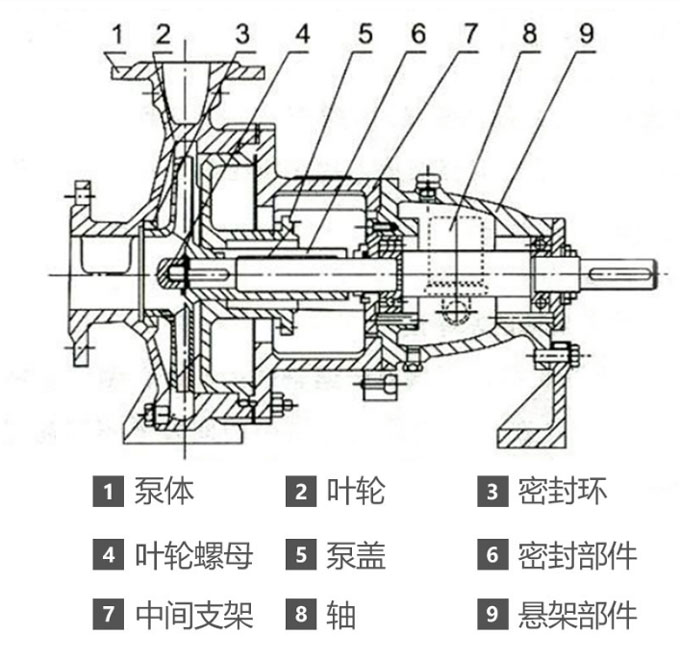 IH化工離心泵的結構圖 IH化工離心泵的結構圖